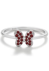 elegant sterling silver butterfly red cubic zirconia birthstone baby ring